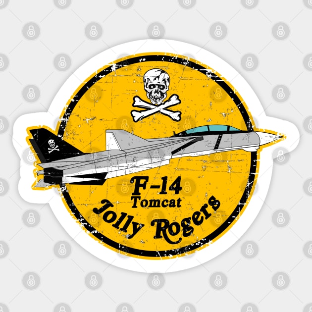 F-14 Tomcat - Jolly Rogers - Grunge Style Sticker by TomcatGypsy